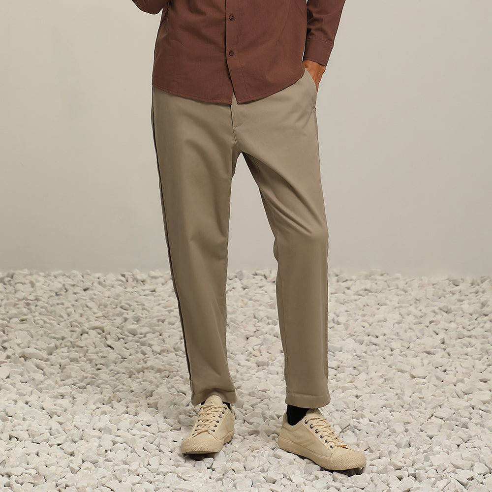 Brushed Cotton Slim-Fit Trousers (KH)