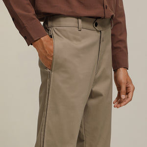 Brushed Cotton Slim-Fit Trousers (KH)