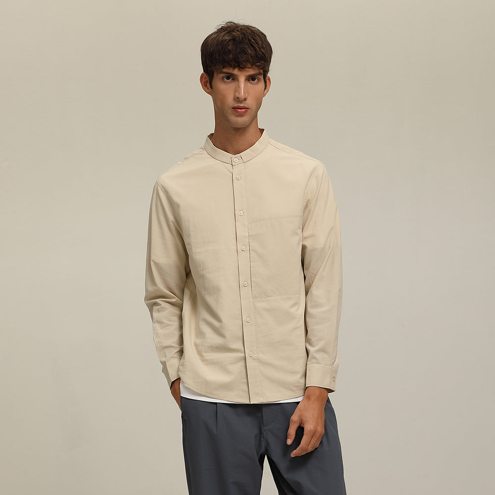 (S34BE) Tencel Mixed shirt